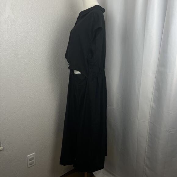 Old Navy Midi Dress Womens 2X Black Drapey Twist Cutout Chic Resort Lightweight - Picture 4 of 12